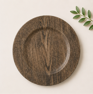 Wholesale Rustic Wood Grain Charger <b>Plates</b> Eco-Friendly Round Wooden Underplates for Wedding <b>Decor</b> Parties & Event Catering - Product Image 1