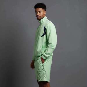 Top Quality 100% Nylon Men's Two Tone <b>Zip</b>-<b>Up</b> <b>Jacket</b> & Knee Length Shorts Piping Work Windproof Breathable Windbreaker Short Sets - Product Image 4