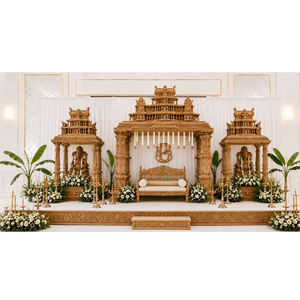 Mandap de Boda Moderno Estilo Gran Templo, Decoración Real del Sur de la India, Fibra de Vidrio Ligera, Tamaño Personalizado, Boda Hindú, EE. UU. - Product Image 1