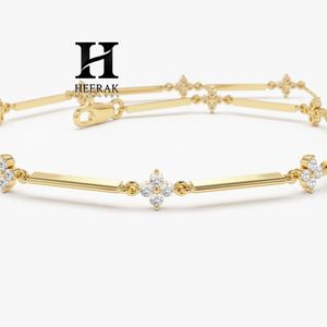 Pulsera de Eslabones Personalizada de Oro 14K con Diamantes, Estación de Clústeres de Diamantes Cultivados en Laboratorio, Fabricante Mayorista de Joyería - Product Image 4