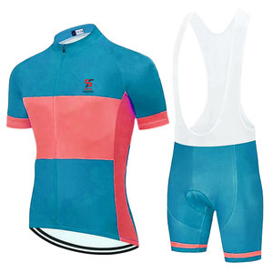 Ensemble de maillot de cyclisme pour hommes, manches courtes, respirant, séchage rapide, 100% polyester, vêtements de vélo, multi-couleurs, coupe de course, short rembourré pour la route - Product Image 1