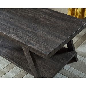 Juego de Mesa de Centro con Estantes de Madera en Acabado Carbón, Estilo Contemporáneo Ateniense, Diseño Moderno Replicado - Product Image 5