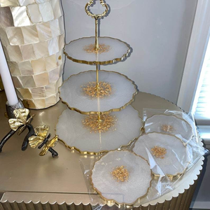 Support à gâteau en résine de qualité supérieure, couleur jaune, pour table, pour mariages et occasions, support à gâteau pour hôtels, look moderne, support en métal - Product Image 4