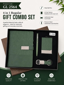 Modern Four-in-One Corporate <b>Gift</b> Combo A5 Notebook Magnetic Metal Pen Card Holder Leatherette Keychain Business <b>Office</b> Use - Product Image 2