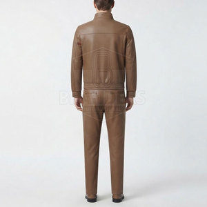 Ensemble deux pièces en cuir 2026 avec veste zippée et pantalon, conçu pour homme, style urbain moderne - Product Image 5