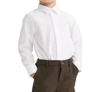 Uniforme Escolar Personalizado para Niños, Camisa Blanca de Manga Larga, Pantalones Marrones, Conjunto Escolar Formal Elegante para Estudiantes - Product Image 3