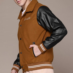 Manufacture Button Plus Size Winter Coats OEM ODM Custom Varsity Jacket Manufacturer Premium Leather Sleeve Chenille Embroidery - Product Image 1