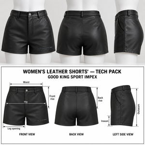 Custom Women's <b>Black</b> <b>Leather</b> <b>Shorts</b> High Waist PU <b>Faux</b> <b>Leather</b> Fashion <b>Shorts</b> OEM Private Label Manufacturer Wholesale Suppliers - Product Image 6