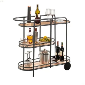 Carrito de Servicio de Bar de Metal Hecho a Mano Moderno para Decoración de Hogares de Lujo y Aplicaciones de Exhibición de Bebidas - Product Image 4