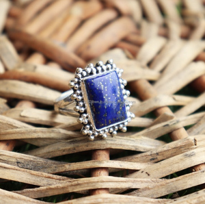 Classic Style 925 Sterling Silver Handmade Bezel Setting <b>Ring</b> Natural <b>Lapis</b> <b>Lazuli</b> Onyx Gemstone Wedding Party-Valentine Gift - Product Image 1