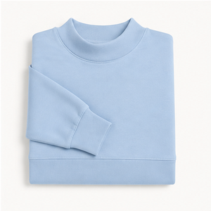 เสื้อสเวตเชิ้ตผู้หญิงคอเต่าสีฟ้าพาสเทล แขนพองแบบครอป รุ่น WSS-0019 - Product Image 6