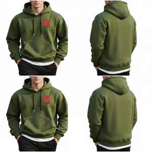 Sudadera con capucha verde para hombre, talla grande, peso pesado, para invierno y uso casual, sudadera con capucha para hombre, color personalizado, proveedor directo de fábrica, hecho en Pakistán. - Product Image 2