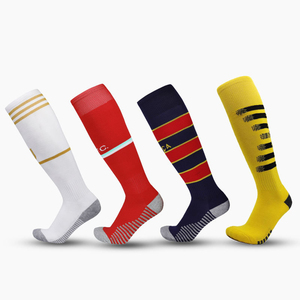 Chaussettes de football mi-hautes à rayures, respirantes, tricotées pour adultes, vêtements de sport, été, en Spandex et Polyester - Product Image 1