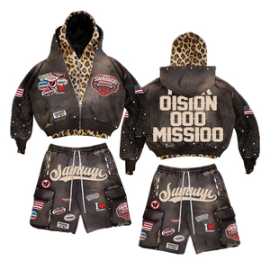 ชุดกีฬาลำลองฤดูหนาวสำหรับผู้ชาย ผ้าฝ้ายนุ่มสบาย พิมพ์ลายสกรีน ดีไซน์แบบซ้อนทับ ปักลาย ชุดถักนิตติ้ง - Product Image 3