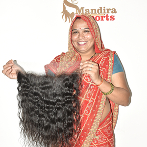 Extensiones de Cabello Humano Virgen 100% Natural, Rizado, Negro, 13*4 Frontal, Sin Procesar, de Templo Indio, Sin Encaje - Product Image 1