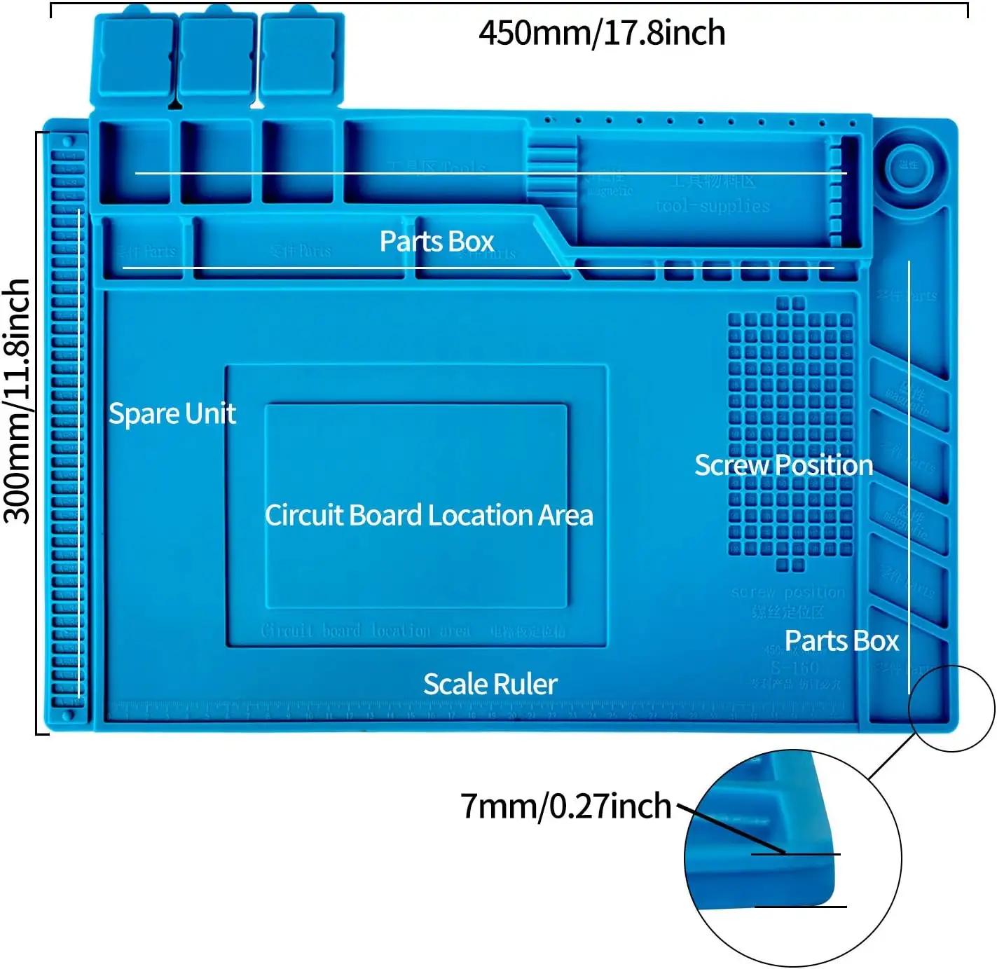 मोबाइल मरम्मत के लिए S160 एंटी स्टेटिक सिलिकॉन रिपेयर मैट हीट रेसिस्टेंट रिपेयरिंग मोबाइल फोन पार्ट्स लैपटॉप मदरबोर्ड माइक्रोस्कोप