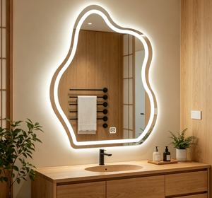 Modern Irregular LED Bathroom Mirror With Touch Switch Wall Mounted Aluminum Frame Adjustable <b>Light</b> For <b>Bath</b> - Product Image 6