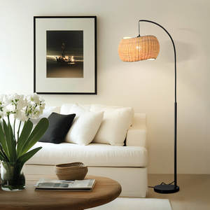 81ใน. โคมไฟ LED ทรงโค้งสไตล์โบฮีเมียนพร้อมโคมไฟหวายทรงคลื่นดีไซน์หลอดไฟรวมเฟอร์นิเจอร์ในบ้าน - Product Image 4