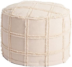 Premium Quality Handmade Cotton <b>Pouf</b> Ottoman Stool with Natural Cotton Material for Comfortable Home Furnishing - Product Image 1