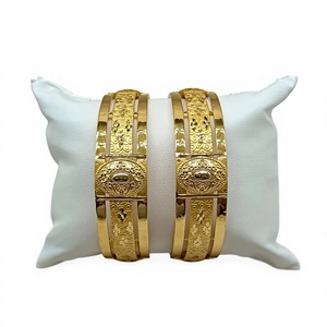 22K <b>Solid</b> <b>Gold</b> <b>Bangle</b> Set for Women Traditional Indian <b>Gold</b> Kada Pair Elegant Handcrafted Yellow <b>Gold</b> Bracelets - Product Image 2