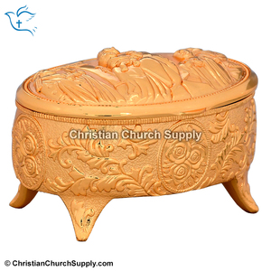 Holy Family Oval <b>Box</b> | Decorative Brass Religious <b>Keepsake</b> <b>Box</b> – Export Corporation - Product Image 3