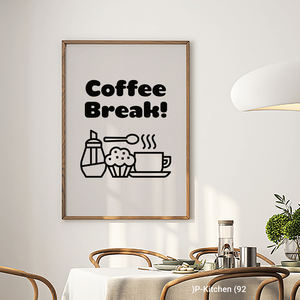 Tableaux sur toile ludiques pour cuisine, impression minimaliste de café, illustration de nourriture en ligne, décoration pour station de café - Product Image 3