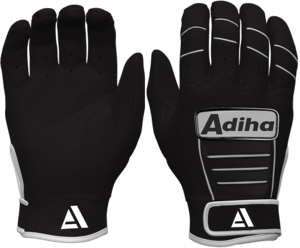 Gants de frappe de baseball en cuir premium Adiha Impex, légers, durables, cuir de qualité supérieure, antidérapants, fermeture auto-agrippante, entièrement noirs - Product Image 4