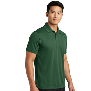 เสื้อโปโลแขนสั้นสีเขียวล้วนสำหรับผู้ชาย ทรงปกติ ผ้าทอเรียบ สไตล์ลำลอง - Product Image 4