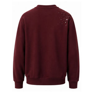 Sweat-shirt surdimensionné en coton tricoté de qualité supérieure avec strass, col rond, motif diamant, style streetwear, logo personnalisé, pull pour homme - Product Image 1