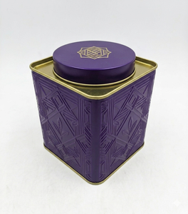กล่องเหล็กสี่เหลี่ยมเกรดอาหารพร้อมฝาเกลียวสำหรับชาแบบใบ - Product Image 1