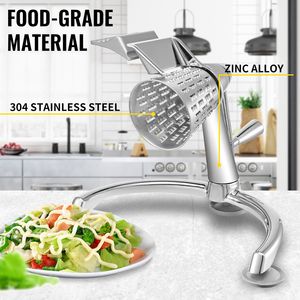 Grattugia Rotante per Formaggio in Zinco e Acciaio Inossidabile con Coni di Taglio in Plastica per Grattugiatura Manuale - Product Image 2
