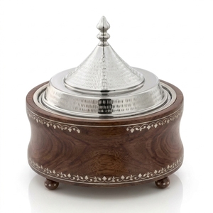 Casserole moderne de luxe en acier inoxydable, diamètre personnalisé, chauffe-plats isolé, revêtement émaillé, poignée en bois écologique - Product Image 4
