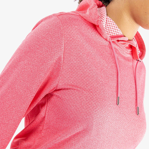 Sudadera con Capucha para Mujer, Color Granate con Mangas Gris Oscuro, Manga Larga, Informal, Tejida, Mezcla de Algodón, con Bolsillos - Product Image 6