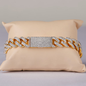 Pulsera de Oro Sólido de 14K con Diamantes VVS de 10mm, Corte Corazón, Certificación GIA, Estilo Cubano, Regalo Romántico para Hombre, Personalizada por RB Gems - Product Image 4
