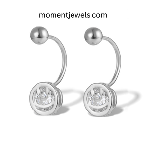 925 <b>Silver</b> <b>Stud</b> <b>Earrings</b> with Cubic Zirconia Smile Design Platinum Plated Luxury Belly Button Piercing Jewelry for Women - Product Image 1