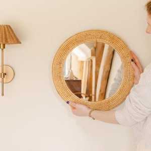 <b>Round</b> Bamboo Mirror <b>Frame</b> Handmade Rustic Style Natural Finish Circular Design Decorative Home Accent - Product Image 4