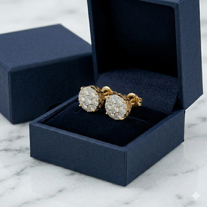Pendientes de Plata 925 Chapados en Oro con Moissanita y Diamantes en Forma de Flor, Estilo Hip Hop, de Lujo, Unisex, para Fiesta, Regalo - Product Image 5