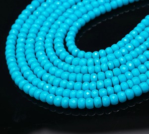 Cuentas facetadas de turquesa Sleeping Beauty AAA+, cuentas de turquesa auténtica estabilizada para joyería - Product Image 1