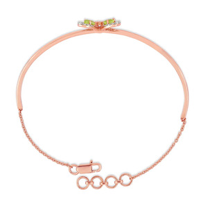 Green Butterfly Diamond Bracelet with Rose Gold Slim <b>Frame</b> and Elegant Open Wing Center Design - Product Image 2