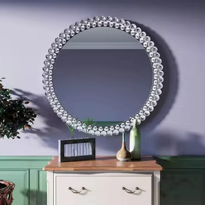 Luxury Silver <b>Crystal</b> Wall <b>Mirror</b> Double Row Decorative Frame Handmade Contemporary Design for Living Room Home Decor REHMAN - Product Image 3