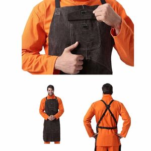 High Quality Sleeveless Casual <b>Leather</b> Welding <b>Apron</b> Factory Supplied Flame Resistant Durable Classic Safety Tool Daily - Product Image 4