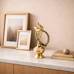 Chicha miniature artisanale en laiton, décorative, avec tuyau flexible, style vintage arabe, objet de collection, cadeau pour la maison - Product Image 5