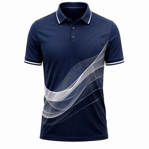 T-shirt à manches courtes pour homme avec imprimé géométrique blanc, séchage rapide, tricoté, écologique, 100 % coton, style sportif bicolore - Product Image 4