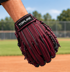 TOPLINE products Burgundy Leather <b>Baseball</b> <b>Glove</b> for Outfield Lightweight Non Slip Custom Sizes <b>baseball</b> & Softball <b>glove</b> - Product Image 1