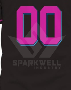 Camiseta de Béisbol Personalizada Unisex Negra de Manga Corta con Tirantes en T, Botones al Frente, Impresión de Nombre y Número del Equipo, Transpirable y que Absorbe la Humedad - Product Image 3
