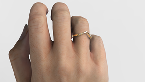 Bague de luxe en or 18 carats avec diamants baguette en forme de V, minimaliste, courbée en chevron, empilable, bijou de fiançailles raffiné, cadeau pour femme - Product Image 4