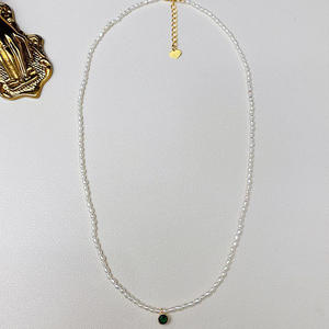 Small Rice Shaped Freshwater Natural Pearls Light Luxury <b>Emerald</b> <b>Necklace</b> with Plump Simple Particles Fine Pendants & Charms - Product Image 3