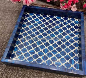 Plateau de service en MDF de taille personnalisée de style vintage, décor exotique en incrustation d'os avec plateau en mosaïque en résine pour usage domestique - Product Image 3