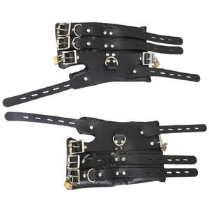 Leather <b>Bed</b> Restraints Set Adjustable Straps with Locking Metal Clips - Product Image 6
