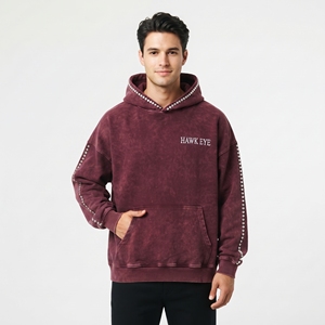 Sudadera con Capucha de Felpa de Algodón Lavado al Ácido para Hombre, con Pedrería Personalizada y Logotipo Bordado, Ropa de Invierno - Product Image 6